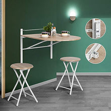 Homy Casa tavolo pieghevole oblungo da parete, realizzato in legno, ideale per colazione e cena, con sgabello pieghevole incluso, color faggio