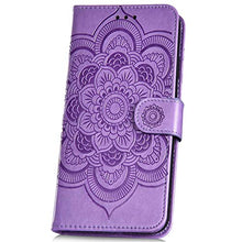 URFEDA Pelle Libretto Custodia Compatibile con Galaxy A11 Cover Libretto Portafoglio 3D Girasole Fiore Di Mandala Case Antiurto Cover Silicone Morbido Custodia Magnetico Taccuino Flip Custodia Viola