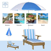giordano shop Lettino Prendisole per Bambini 90x59x53 cm con Ombrellone Azzurro e Bianco