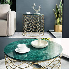 TONG HXF- Tavolino da caffè Oro Piccolo Tondo di Marmo Struttura Tabella Creative Design Hollow di Lusso sul Suo Meglio Durevole (Color : Green)
