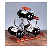 AniU Portabottiglie di vino autoportante con 6 ripiani per bottiglie di vino, con manico in legno, per cucina, cantina, bar, tavolo (stile A)