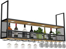 Amanti del vino Mobili da bar& Parete Wine Rack Legno Nero / soffitto d'attaccatura del supporto del vino del metallo / Cube Holder sospeso bottiglia di vino / legno scaffali galleggiante Mensola Home