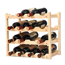 PZW Portabottiglie in Legno Semplice e Creativo Portabottiglie Ripiano per Vino 16 Bottiglie Free StandingA