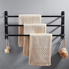 KTMK Ciondolo Asciugamano per Bagno Ciondolo per Bagno in Acciaio Inox 304 con Tre Pezzi Ciondolo per Hardware da Bagno Nero, Non Forato, Tre Fori, 60 Cm