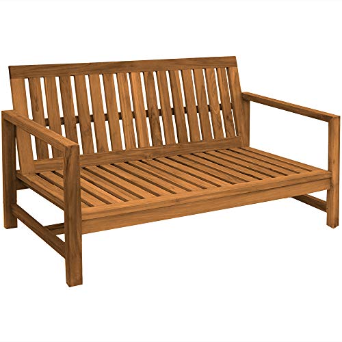 Teako Design Divano da esterno Udine a 3 posti, in legno massiccio non trattato, larghezza 180 cm, resistente alle intemperie, divano da giardino
