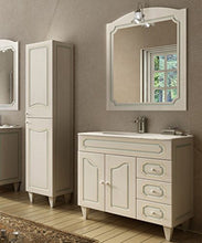 Mobile bagno a terra moderno Caravaggio effetto decapè, misura cm 90, con specchio e applique, lavabo e colonna