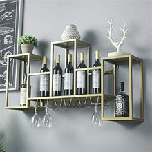 SBDLXY Grande portabottiglie da 41,7 Pollici a Parete con Porta calici per Cucina, Sala da Pranzo, Bar o Cantina - Armadi per Vino con Decorazioni nordiche da Parete - Telaio in Ferro Dorato