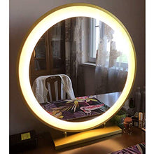 Specchio da toeletta rotondo a LED, camera da letto con specchio da tavolo grande e luminoso, specchio di bellezza con luce di riempimento, specchio da toletta per parrucchiere,D'oro,diameter60cm