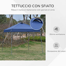 Outsunny Gazebo Pieghevole 3x3m da Giardino ed Esterno in Metallo e Tessuto Oxford Blu con Borsa da Viaggio