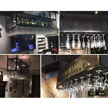 zxcvb Supporto per Calici in Ferro Art Supporto per Bicchiere di Vino Appeso Portabottiglie Industriale Rovesciato Multifunzione per Bancone Bar ， Nero