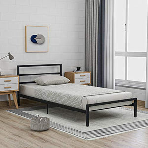 WGYDREAM Letto Base Nera per Letto con Struttura in Metallo Solido Letto A Piattaforma Singola con Rete A Doghe per Adulti, Bambini, Adolescenti, 90 X 200 Cm