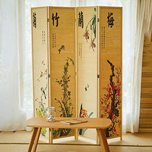 Room Screen Even Divisorio in bambù, Design Decorativo Calligrafia Cinese, Schermo in Legno e bambù a 4 Pannelli, Cornice Beige, Ciondolo Orientale