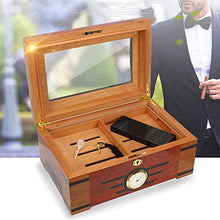 DZSF Cedar Cigar Humidor con umidificatore e igrometro, Grande capacità di Legno Solido Cigar Humidor Serratura incorporata Cigar Box di stoccaggio con Glasstop