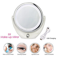 Broadcare specchio da trucco, illuminato, con ingrandimento 1x/5x, doppio, ricaricabile con USB, portatile, specchio con luci a LED per viaggi, bagno