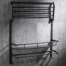 Portasciugamani Bagno A Parete Gancio Pugno Spazio Alluminio Retro Nero Piega attività 50cm