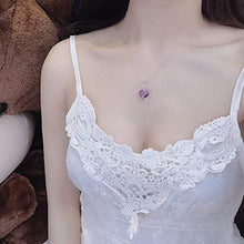 Collana In Argento Sterling, 925 Sterling Argento Ametista Creativo Zircon Amore Cuore Modello Rosa Collana Regalo, Utilizzato Come Festa Della Mamma, Festa, Compleanno, Regalo Anniversario