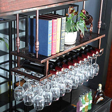 lanying Scaffale per Vino Galleggiante e portabottigl,Portabottiglie portabicchieri a 2 Strati, portabicchieri Appeso a Barra, Ornamenti per Vino per la casa-Bronzo_80*30cm