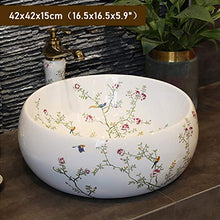 Fiori Uccelli Lavabo Ceramica, lavello Artistico Retro Adatto per Il Bagno di Un Hotel familiare