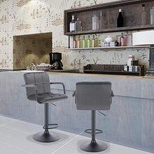 WOLTU BH223dgr-2 Coppia Sgabelli da Bar in Velluto Sedia per Cucina Girevole con Schienale Braccioli Grigio Scuro