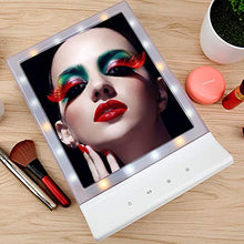 Specchio per Il Trucco con Luci A LED Ricaricabili, LED Compatto Specchi da Tavolo Dual Power Supporto Regolabile con Cavo di Alimentazione USB Specchi per Il Trucco Trucco