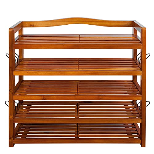 Deuba Scaffale XXL Legno Acacia massello 5 Ripiani 95 cm x 26 cm x 82 cm Porta Scarpe Scarpiera