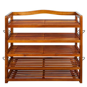 Deuba Scaffale XXL Legno Acacia massello 5 Ripiani 95 cm x 26 cm x 82 cm Porta Scarpe Scarpiera
