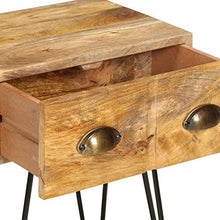Festnight Comodino Camera da Letto Vintage in Legno Massello di Mango Comodino con 2 Cassetti,Tavolino da Salotto 40x30x50 cm