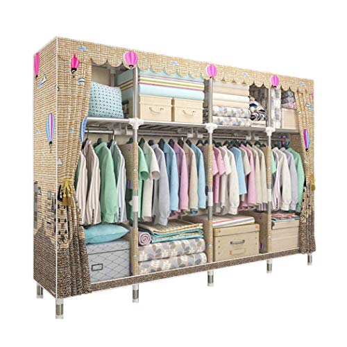 DPPAN Fiorisci Armadio Cabina Guardaroba Tessuto con Acciaio Inossidabile Cornice, Armadio in Tessuto con Asta Sospesa e Asta Sospesa per Camera da Letto,B_205x45x170CM(80x18x66in)