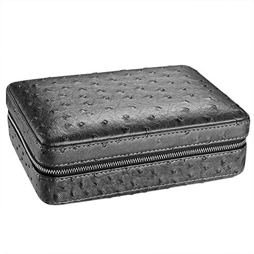 Cigar Humidor di legno del cedro portatile, scatola d'idratazione del cuoio Contenitore di regalo d'idratazione del Governo con il dispositivo di idratazione del misuratore di umidità scatola di sigar