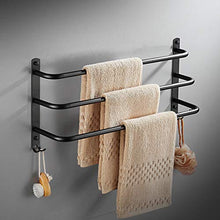 KTMK Ciondolo Asciugamano per Bagno Ciondolo per Bagno in Acciaio Inox 304 con Tre Pezzi Ciondolo per Hardware da Bagno Nero, Non Forato, Tre Fori, 60 Cm