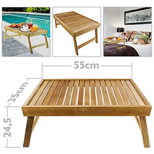 PrimeMatik - Vassoio da Letto 55 x 35 x 5 cm Pieghevole di Teak Certificato