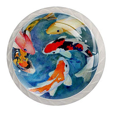 Acquerello koi nuoto 4 PCS Pomelli per Porta, Pomolo per Mobile, Pomelli per Mobili con Viti, Maniglia per Armadietto, Pomelli per Porta, Pomelli per Cassetti per Porta, Armadio, Cassetto e Credenza
