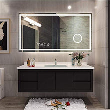 Specchio Specchio Rettangolare Grande, LED Illuminato con Specchio da Bagno Light Touch, Vanity, Anti-Fog + Antideflagrante + Lente d'Ingrandimento + Orologio, 600x