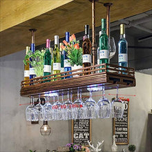 Portabottiglie per vino Sospensione per barra in metallo Bancone per bar Portabottiglie Ristorante Bicchieri da vino per uso domestico Cremagliera rovesciata Retro Arte in ferro Portabottiglie (Dime