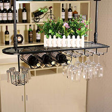 Portavini Portabottiglie in Metallo A Soffitto, Regolabile in Altezza, Portabicchieri in Ferro Multifunzionale, Portaoggetti, Espositore da Banco Bar