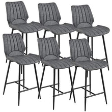 [en.casa] Sgabello da Bar Planica 102,5 x 46,5 x 51 cm Set di 6 Similpelle Alcantara Imbottito Grigio Scuro