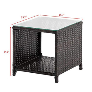 Set di mobili da terrazza 3 pezzi 2 sedile singolo 1 tavolino da caffè divano lavabile cuscini lavabili e tavolino in vetro temperato sedia in rattan all'aperto mobili per giardino balcone a bordo pis