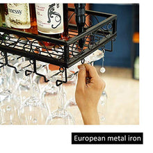 Wine Rack, cremagliera del vino supporto di vetro di vino di cristallo del pendente creativo Altezza regolabile a soffitto Hanging Rack Wine Bottle Holder Metallo Ferro Vetro di vino a Bar Kitchen Clu