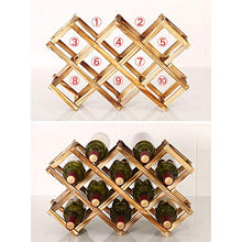 YQJ - Portabottiglie in legno fatto a mano, pieghevole, da appoggio per bancone da cucina, 3-6-10 scanalature, fiammato, 10 bottiglie