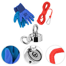ULTECHNOVO 1 Set Kit Magneti da Pesca Bifacciali con Rampino E Guanti Magnete Rotondo per Pesca Magnetica