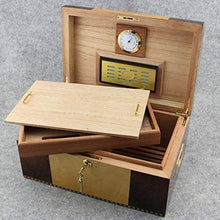 Humidor Mobiletto per Sigari Umidificatore per Sigari in Cedro Humidor per Sigari con Ghiera Termometro Lucchetto in Ottone Placcato Oro Manico Placcato Oro può Contenere 100 Sigari