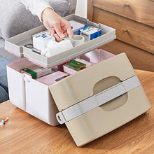 EXCEART Cassetta di Pronto Soccorso Custodia per Medicinali con Scompartimenti Divisi Kit di Emergenza per La Famiglia per Viaggi in Casa in Auto Marrone L