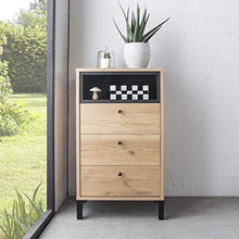 VS Venta-stock Cassettiera Javea 3 cassetti e 1 nicchia, Color Legno e Nero, 45 cm (Larghezza) 40 cm (profonditá) 79,5 cm (Altezza)