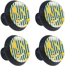 Summer Fruit Banana Yellow Navy Stripe Pomelli per Porta Set di 4 Pomelli per Mobili Manopole per Cassetti Cucina Armadio Vetro