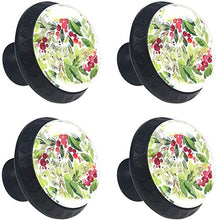 Acquerello bacche di Natale e abete rosso Pomelli per Porta Set di 4 Pomelli per Mobili Manopole per Cassetti Cucina Armadio Vetro