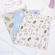 topxingch, Borsa con Chiusura a Cordoncino, in Cotone, con Stampa di Foglie, Fiori, Gatti, Organizer Portatile da Viaggio