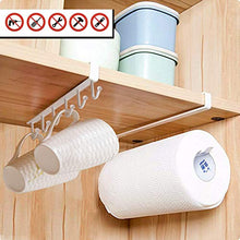 VINFUTUR 2pz Porta Rotoli Cucina Dispenser di Carta da Cucina Porta Tazze da Cucina 6 Ganci Porta Bicchieri
