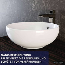 VILSTEIN © Lavabo da appoggio in ceramica, forma a ciotola, rotondo, 42 cm, colore: bianco