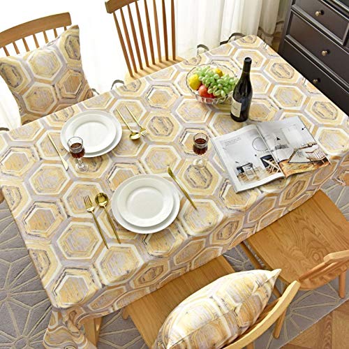 WSJIABIN Tovaglia per Decorazioni per la casa Tavolo da Pranzo Europeo Soggiorno tavolino Tessuto Giallo Tessuto Geometrico Copertura tovaglia Impermeabile tovaglia