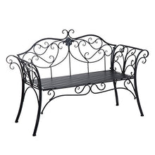 Outsunny Panca da Giardino Esterno Panchina Biposto da Giardino Esterno Metallo 131 × 51 × 90cm Nero